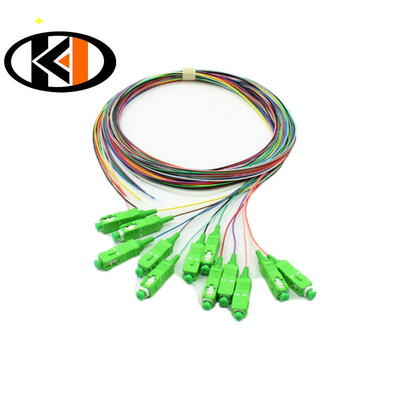 Sfoglio 0,9 mm LSZH Fibra ottica Pigtails 12Cords 1,5 2,0 3,0 Perdita di inserimento ≤ 0,3dB 3